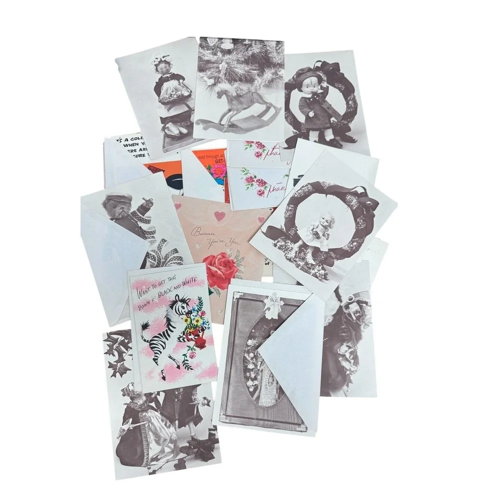 3lbs Vintage Greeting Card Lot Mixed Occasions Birthday Get Well Thanks Ephemera
